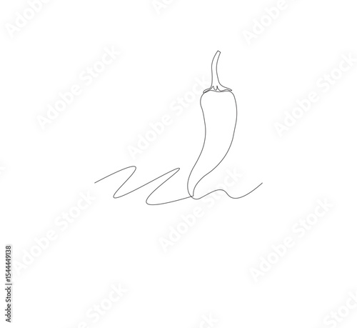 Continuous line drawing of chili pepper with one line, white background, Vegetable concept. Design graphic vector illustration