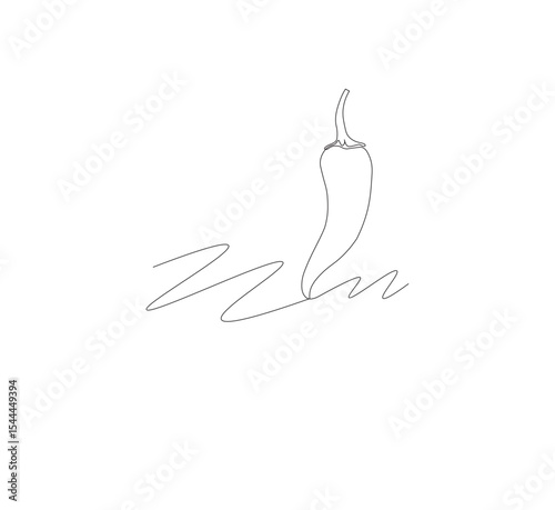 Continuous line drawing of chili pepper with one line, white background, Vegetable concept. Design graphic vector illustration