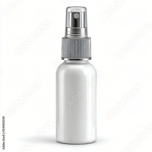 White Plastic Spray Bottle Mockup with Silver Cap Ideal for Cosmetic Product Packaging Design