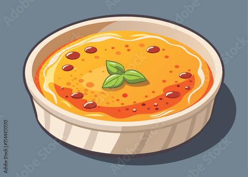 Delicious crÃ¨me brÃ»lÃ©e dessert in a ramekin.