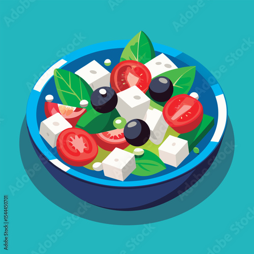 Colorful Greek salad in a bowl.