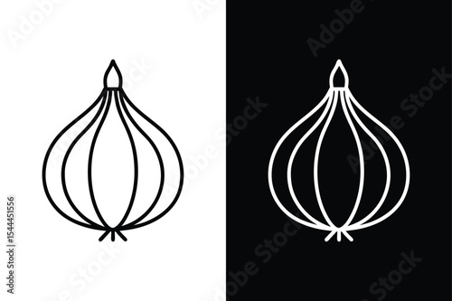 Vector Shallot Icon. Line Art Design of Spice Vegetable