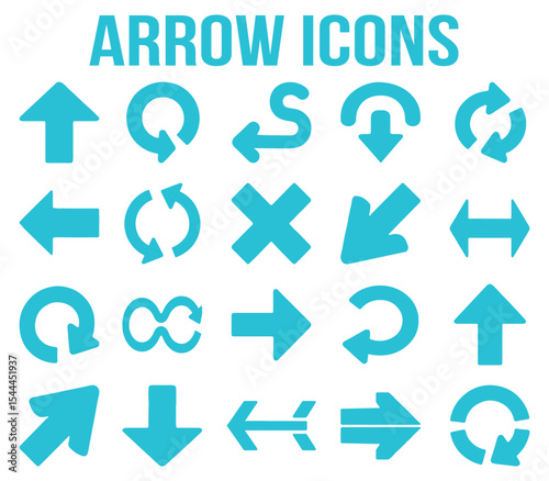 Collection of turquoise arrow icons for web design