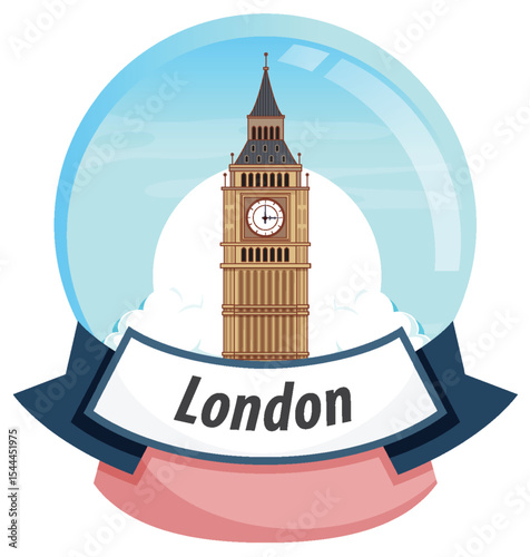 Big Ben in a Snow Globe Illustration