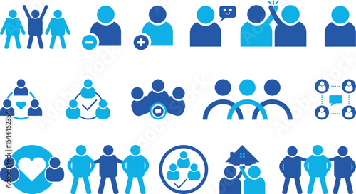 friends icon and set of business people icons