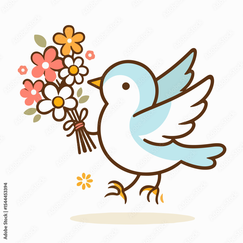 Obraz premium illustration of a bird carrying flowers