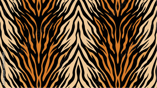 Tiger fur seamless pattern in bold graphic vector style and orange tones