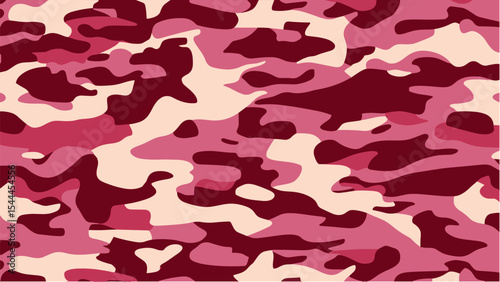 Camouflage flat vector seamless pattern in pink and burgundy tones