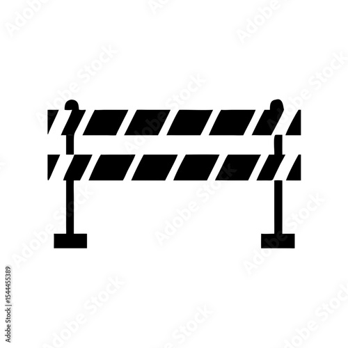 Barricade Icon Striped Barrier Board on Two Stands Vector Silhouette Flat Icon Design
