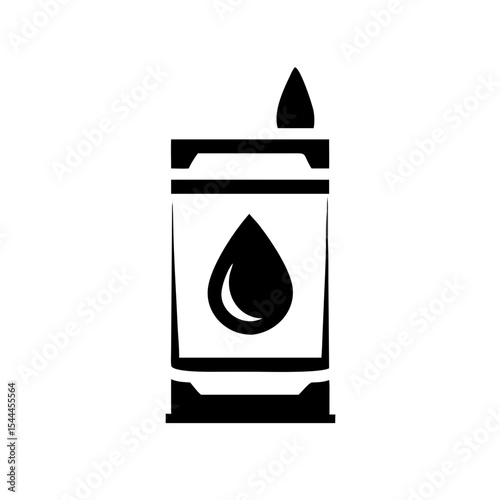 Fuel Tank Icon Upright Fuel Drum with Droplet Symbol Vector Silhouette Flat Icon Design