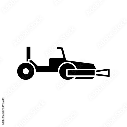 Road Paver Icon Side View of Road Paving Machine Vector Silhouette Flat Icon Design