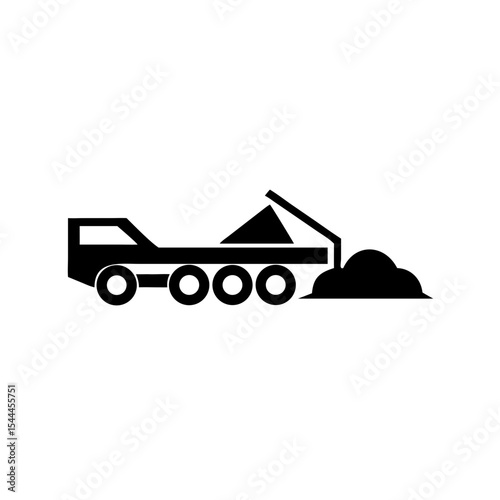 Sand Loader Icon Wheel Loader Side Profile Vector Silhouette Flat Icon Design