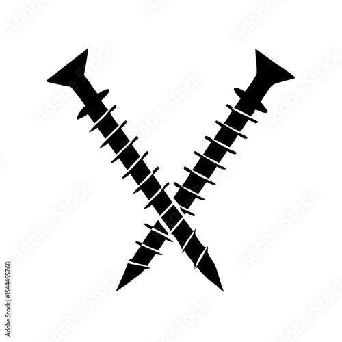 Screws Icon Two Crossed Screws Icon Vector Silhouette Flat Icon Design