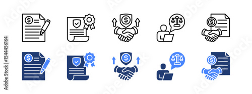 Business contract icon with Invoice, Guarantee, Commitment, Legal advice, Business contract.