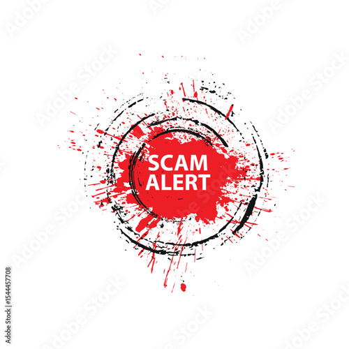scam alert sign on white background	