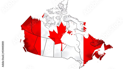 Canada Flag Vector Map with Outline Borders – Creative PNG