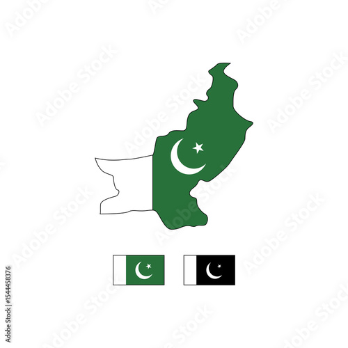 Pakistan flag outline with smaller flag filling it.ideal for patriotic designs, national celebrations, or cultural representations.