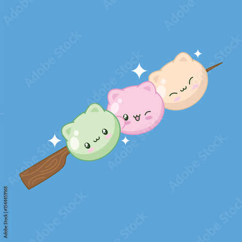 Cute kawaii dango cartoon vector illustration