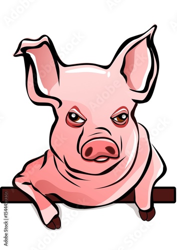 illustration of a pig leaning on a bar