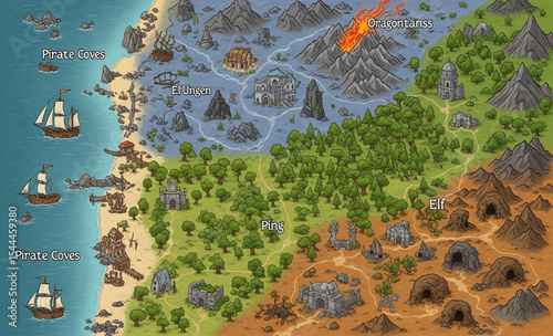 Fantasy pirate map with Pirate Cove text label