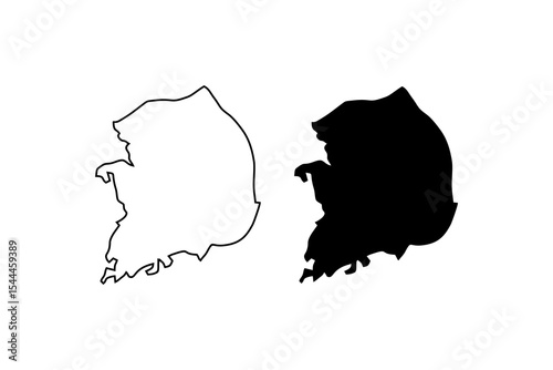 Silhouette of South Korea map, perfect for travel blogs, education materials, graphic design projects, and presentations on Korean culture.