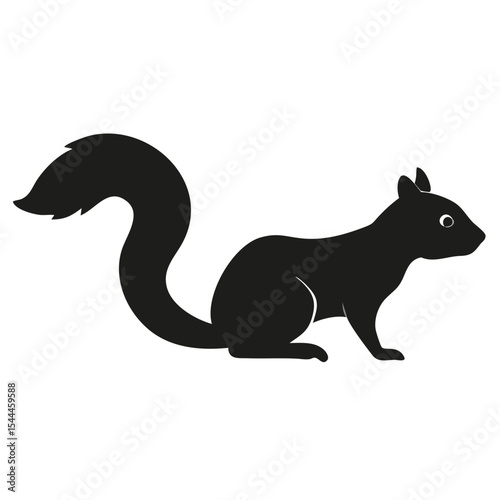 Silhouette of a squirrel with a bushy tail in a side view isolated on a white background illustration created with generated ai