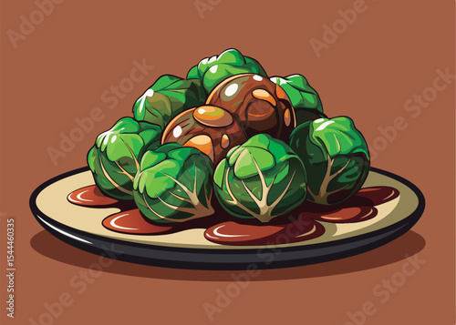 Roasted Brussels Sprouts with Gravy.