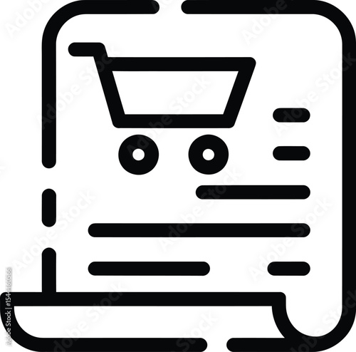 Shopping List Icon Vector Illustration of a Cart and Detailed Receipt