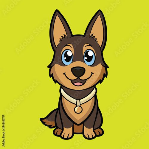 Cute Belgian Shepherd Wearing Necklace Cartoon 