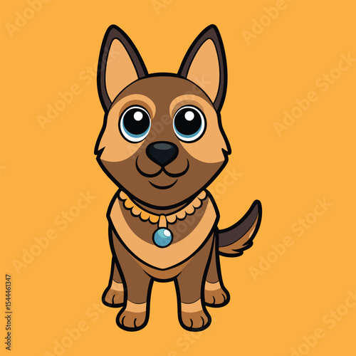Cute Belgian Shepherd Wearing Necklace Cartoon 