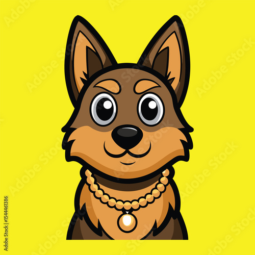 Cute Belgian Shepherd Wearing Necklace Cartoon 