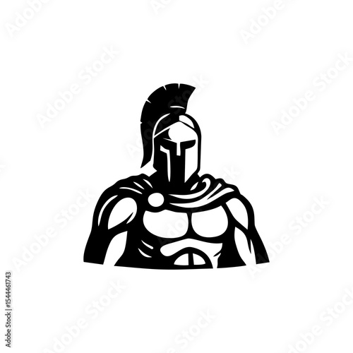 Gladiator vector spartan logo for roman warrior character, helmet armor illustration, battle emblem, esport mascot symbol, heroic soldier ancient style