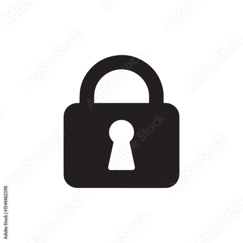 Minimal black lock icon for security and privacy interfaces.

