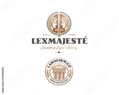 Vintage classic unique Legal and Law Firm, attorney logo template
