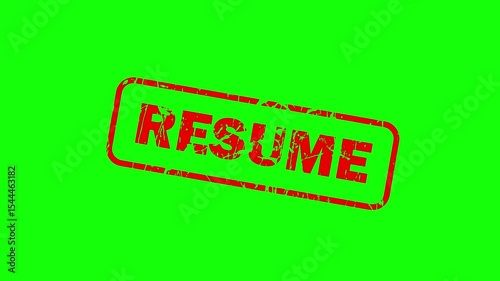 Resume Red Rubber Stamp Motion Graphics Animation Green screen