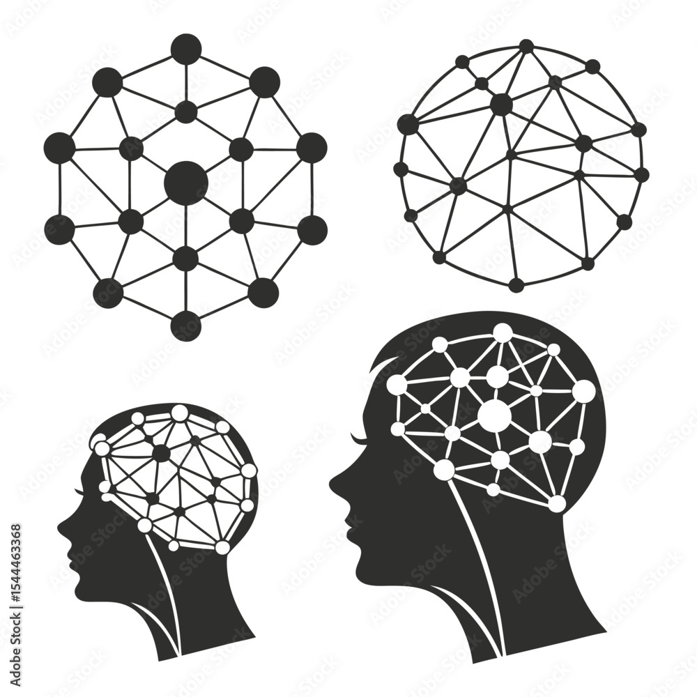Abstract network connections in human brain concept illustration