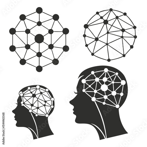 Abstract network connections in human brain concept illustration