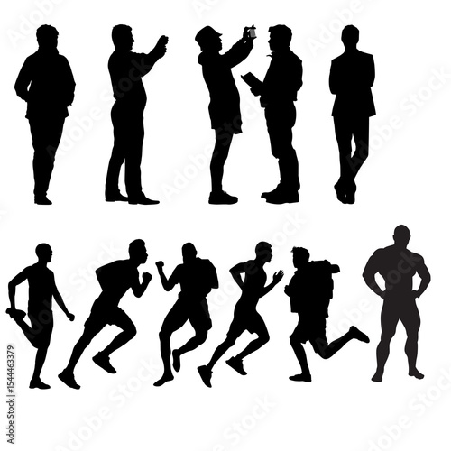 Running People Silhouettes Set – Vector of Men and Women in Motion for Sports and Fitness Design