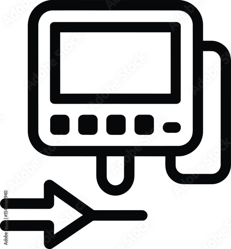 Card Payment Terminal Icon with Insert Arrow Vector Silhouette