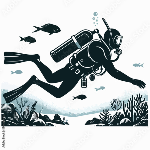 scuba diving vector illustration