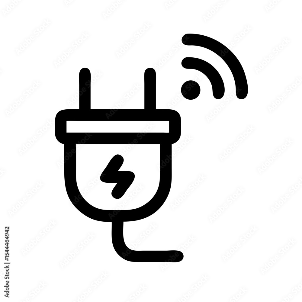 Smart energy saving plug icon. Energy saving plug with wifi symbol. This smart device icon is perfect for app interface design, website development, or smart home technology illustration. Smart energy saving plug icon. Energy saving plug with wifi symbol. This smart device icon is perfect for app interface design, website development, or smart home technology illustration.
