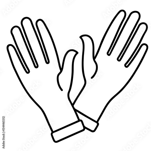Surgical Gloves Line Art Vector 