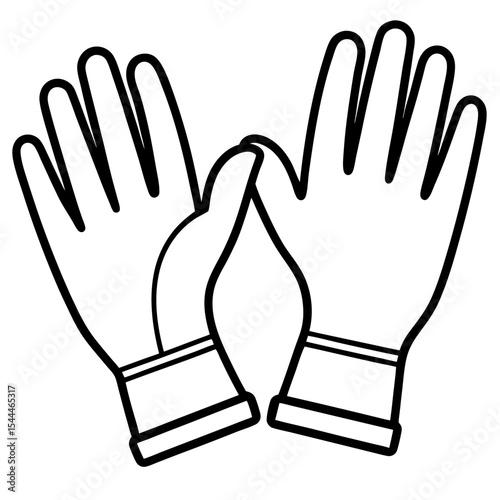 Surgical Gloves Line Art Vector 
