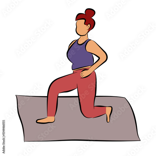 Young Healthy woman exercise on a yoga mat flat vector illustration