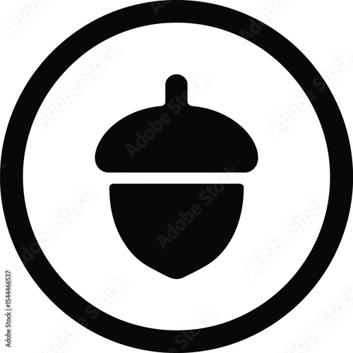 Acorn symbol icon, nature and seed illustration in outline style