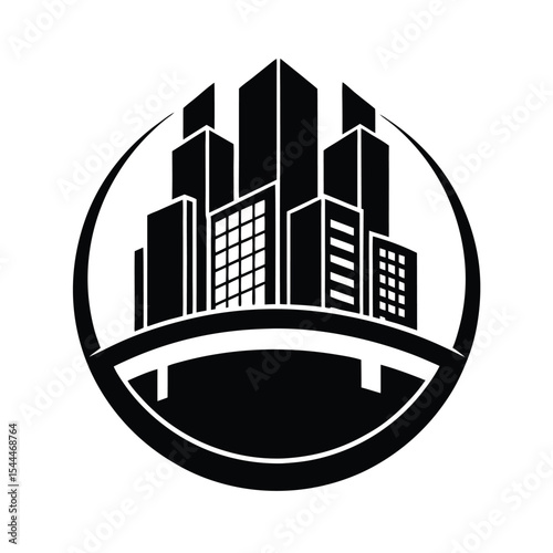 Building skyline line logo icon vector silhouette