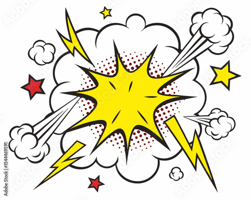 Comic Book Explosion Bubble with Thunderclouds vector illustration