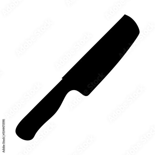 High Contrast Silhouette Image of a Chef's Knife on White Background