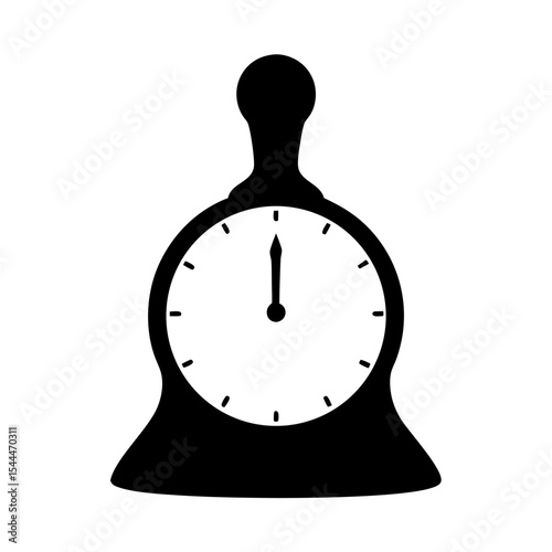 Silhouette Illustration of a Decorative Clock Showing Twelve O'Clock Noon