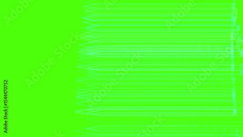 Vivid green pulses beneath streaming white liness